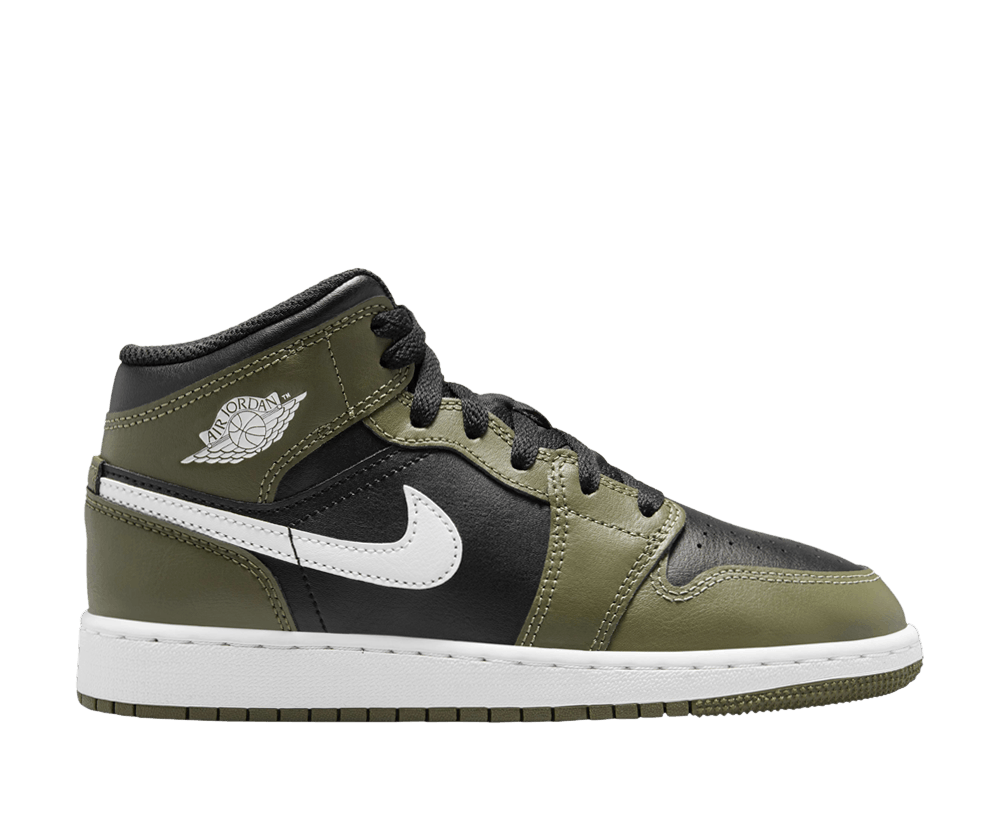 Jordan 1 Mid Black White Olive (GS)