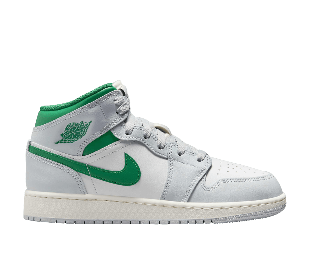 Jordan 1 Mid White Pure Platinum Pine Green (GS)